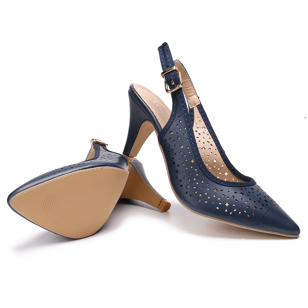 LOSTISY Women Hollow Out Pointed Toe Slingback Elegant Office Pumps