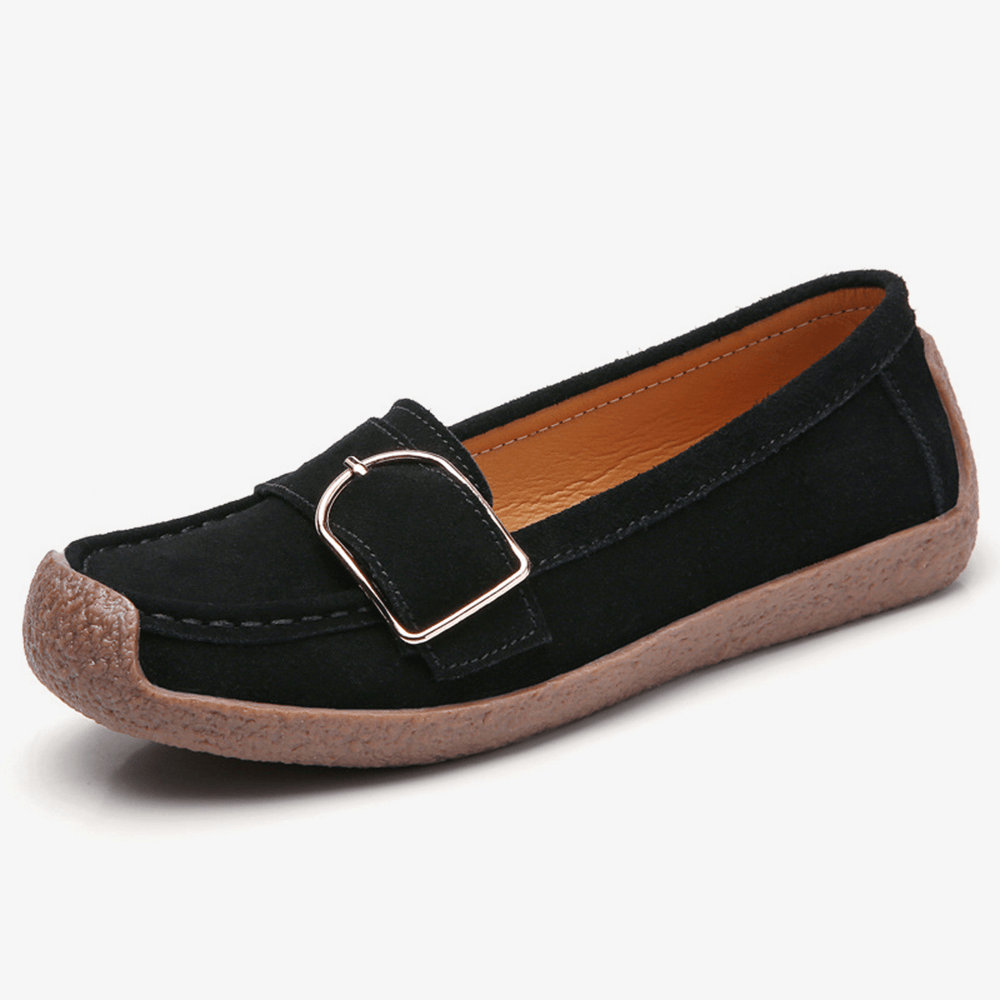 Women Soft Sole Buckle Breathable Casual Slip on Flats - MRSLM