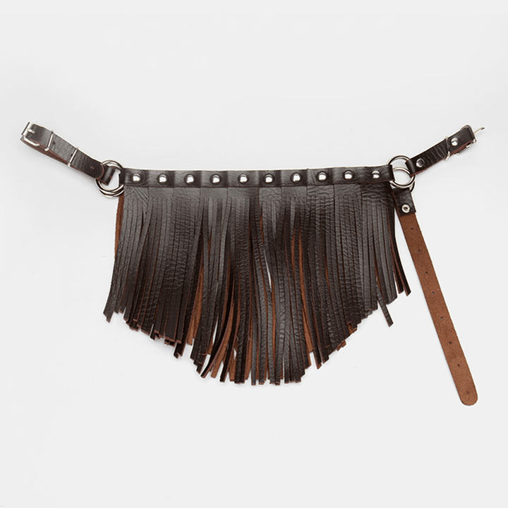 Women PU Irregular Tassels Pin Buckle Decorative All-Match Belt - MRSLM