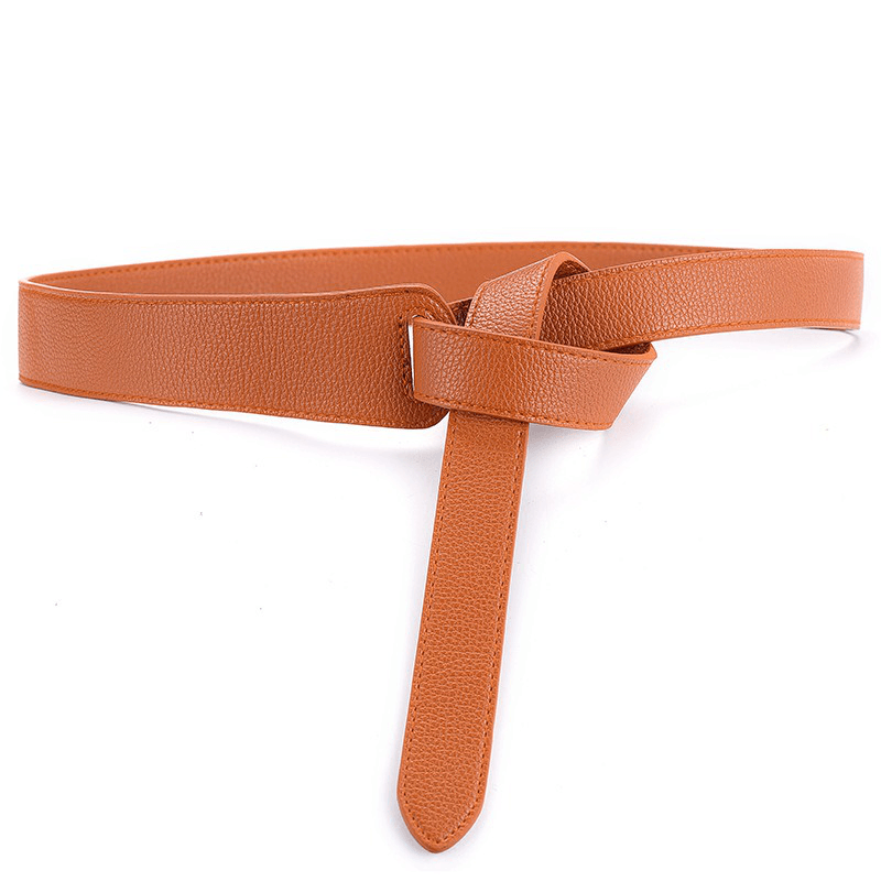 117CM Women PU Leather Girdle Ladies Dress Knot Waist Belt - MRSLM