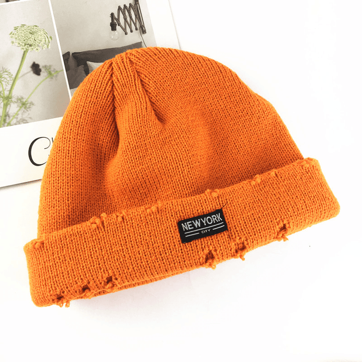 Fashion Patch Hole Knit Hat Ear Protection Toe Cap Cold Hat