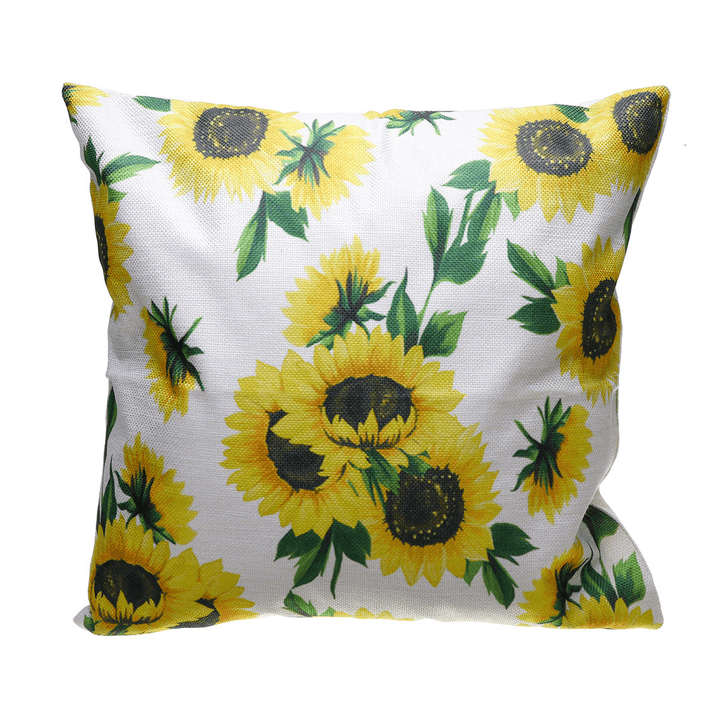 18X18Inch Square Linen Sunflowers Cushion Pillow Case Protective Cover - MRSLM