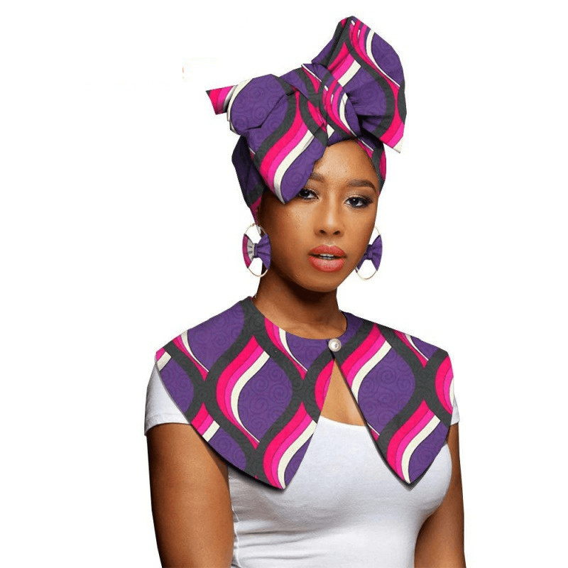 African Printing Batik Cotton Scarf Exaggerated Earrings Shawl African Earrings