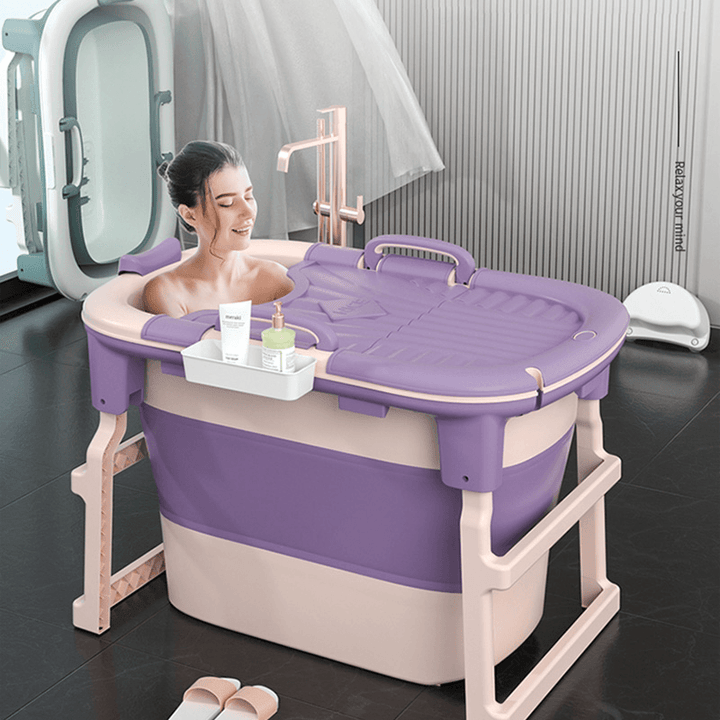 Xiaoshutong 8827 103CM Portable Folding Adult Bathtub Surround Lock Temperature with Heightened Barrel Design Saving Space for Bathroom