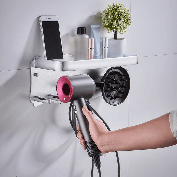 Bathroom Holder No Drilling Wall Mount Hanger for Hair Dryer Toothbrush Towel Holder