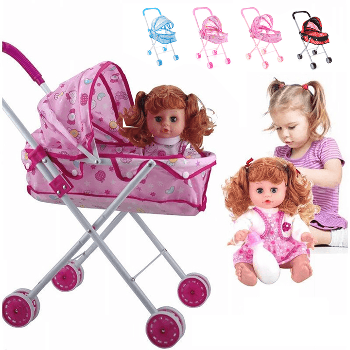 Baby Doll Stroller Folding Doll Trolley Children Walker Toys