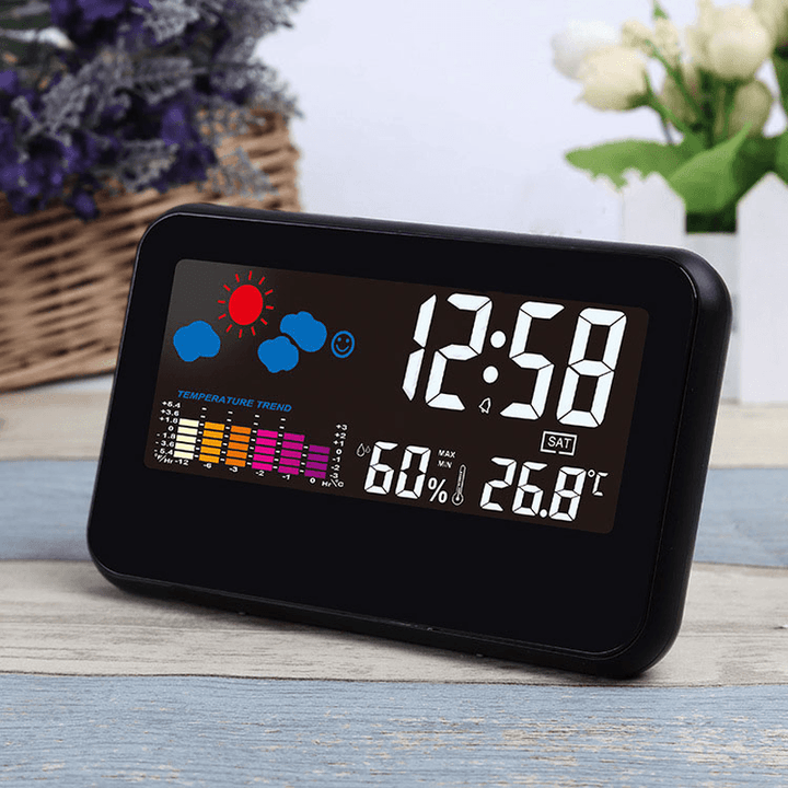 DC-002 Digital Weather Station Thermometer Hygrometer Alarm Clock Smart Sound Control Clock