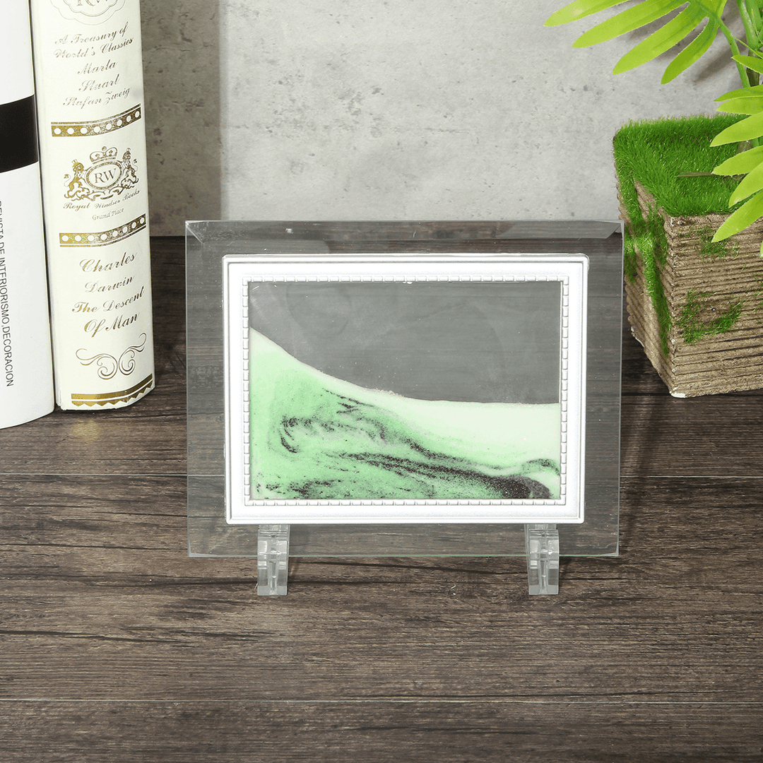 6.6X5'' Framed Moving Sand Time Glass Picture Home Office Desk Art Decor Gifts - MRSLM