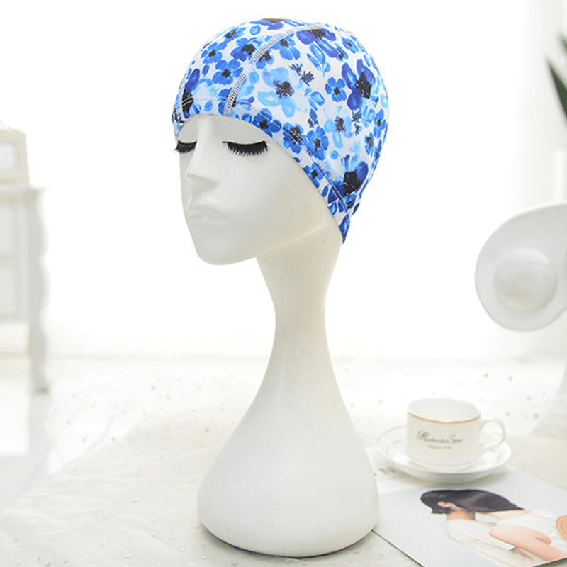 Women Cotton High Elasticity Swimming Cap Turban Hat