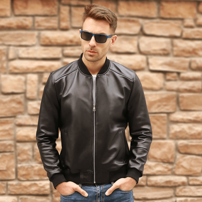 Men'S Sheepskin Stand Collar Casual Jacket