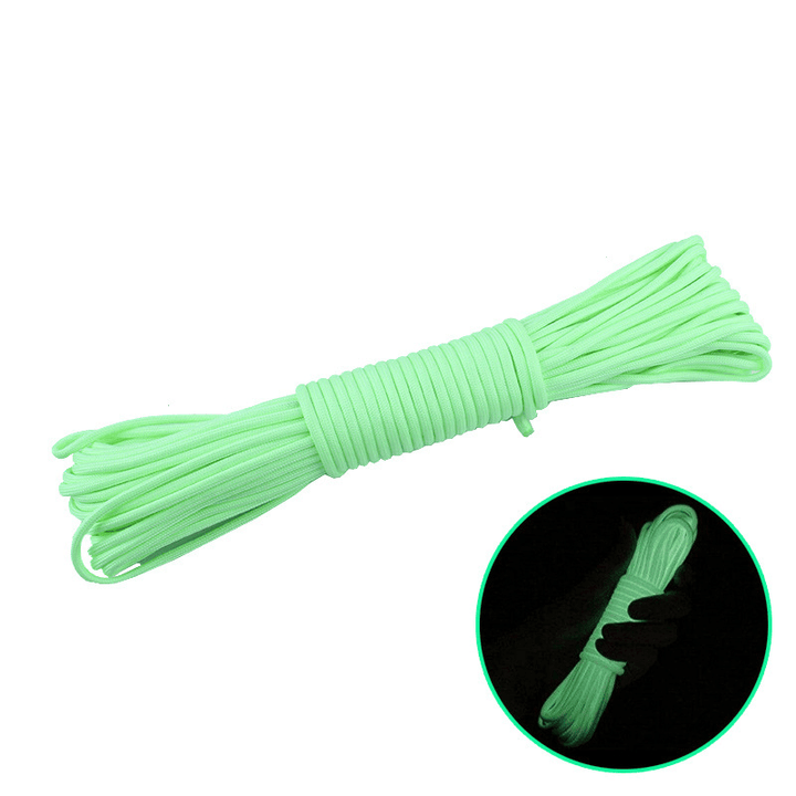 Nylon 20M Fluorescent Climbing Camping Tent Rope 9 Strands Luminous High-Strength Paracord