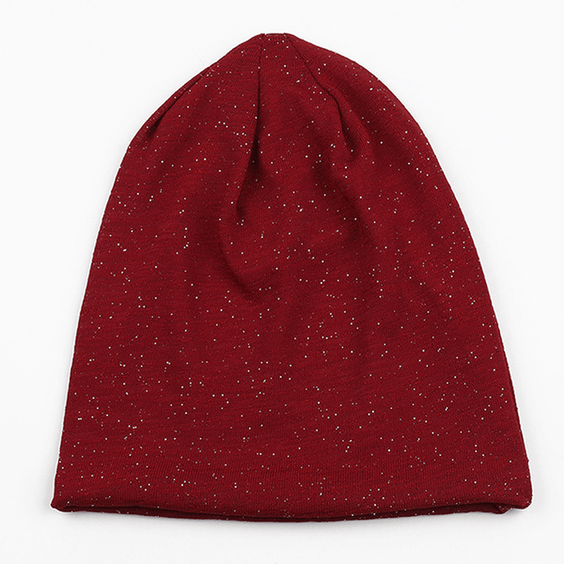 Women Autumn Warm Beanies Cap Solid Color Flexible Hip-Hop Skullies Bonnet - MRSLM