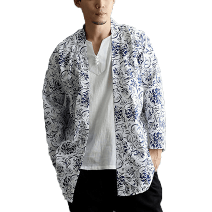 Mens Casual National Linen Kimono Cardigans