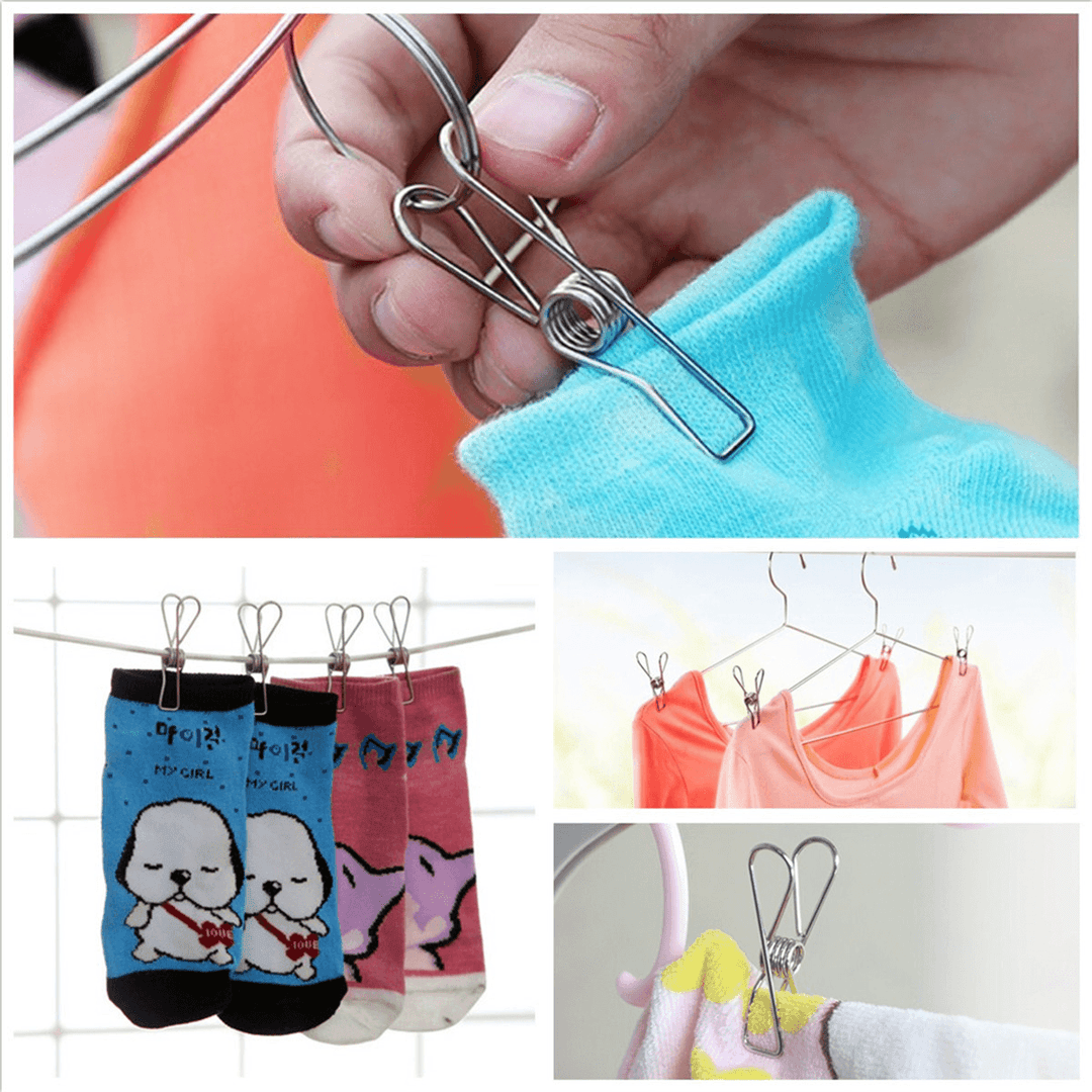 8Pcs Big Size Clothes Metal Wire Clips 8.5Cm Hanger Pegs for Socks Underwear Towel Sheet