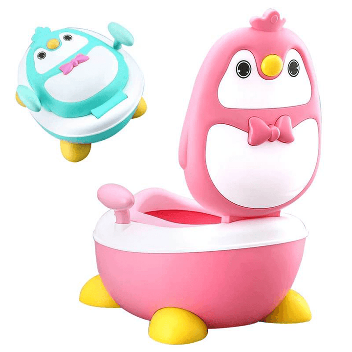 Children Potty Penguin Shape Spatterproof Urine Portable Toilet Freely Adjustable Height for Kid Care