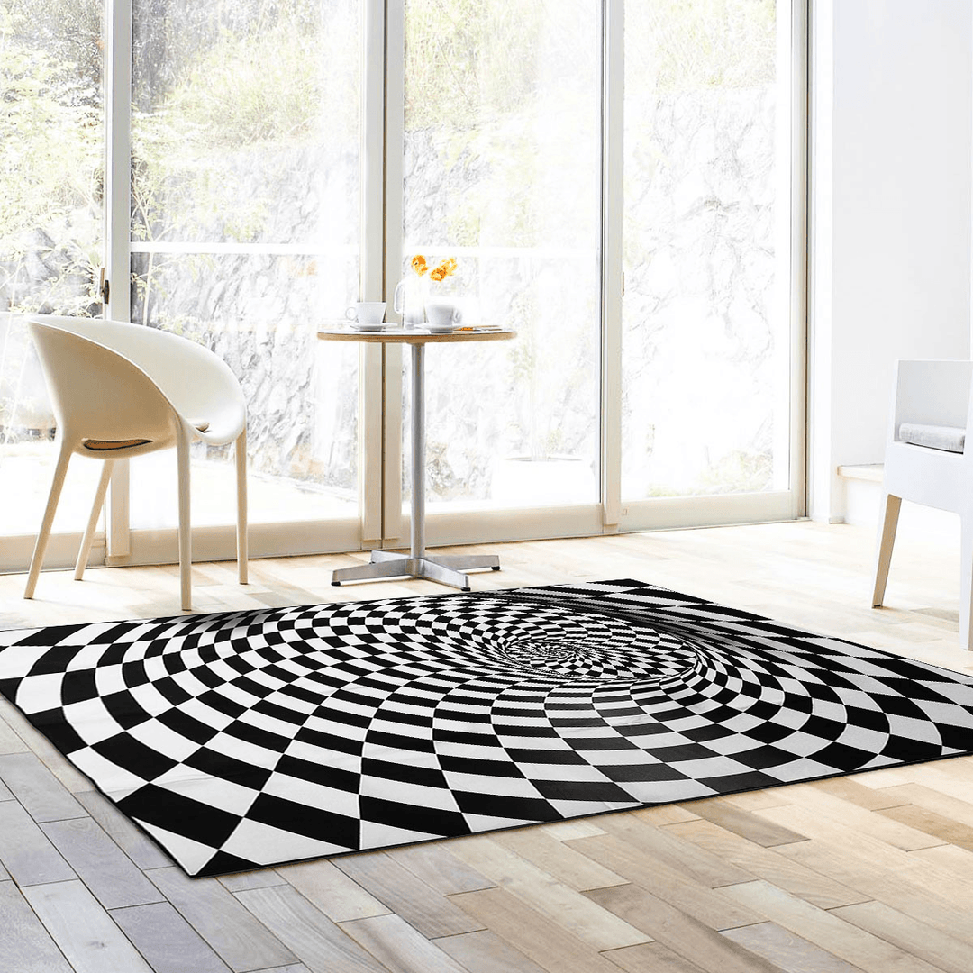 3D Room Non-Slip Swirl Optical Illusion Area Rug Carpet Door Mats Floor Pad for Home Bedroom Decoration