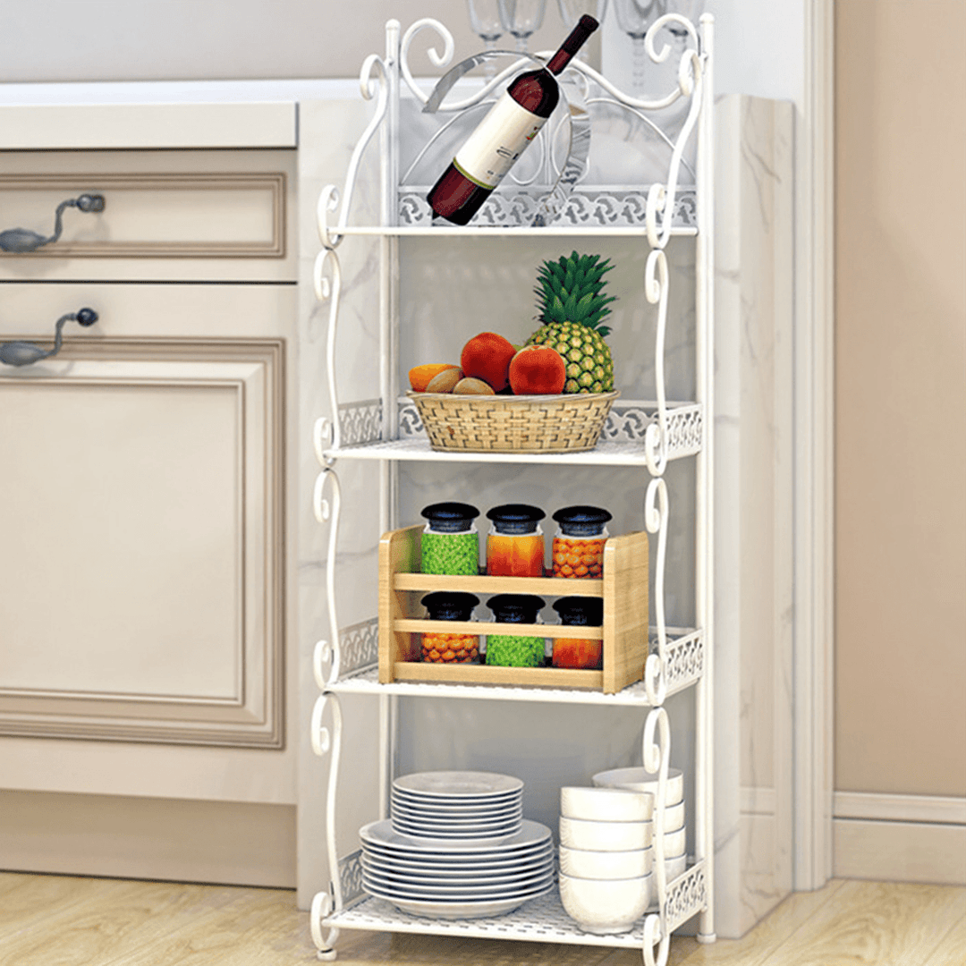 1 Piece 3/4/5 Tiers Folding Storage Shelf Nordic Minimalist Multifunctional Bookshelf Storage Racks Holders for Office Home Bedroom Bathroom Kitchen