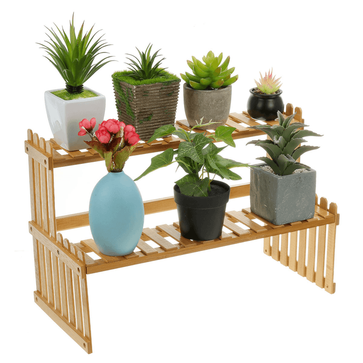 2 Tiers Succulent Plant Flower Bonsai Pot Shelf Display Storage Desk Rack Holder Mini Bookshelf