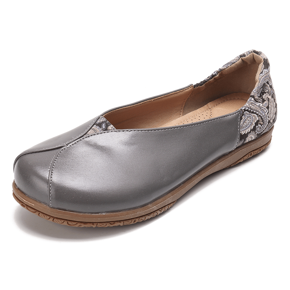 Women Splicing Pattern Slip Resistant Casual Flat Loafers - MRSLM