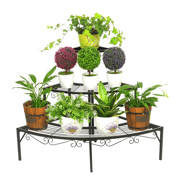 3 Tiers Metal Corner Flower Pots Rack Plant Shelf Step Ladder Display Stair Rack Home Office Decorations Stand