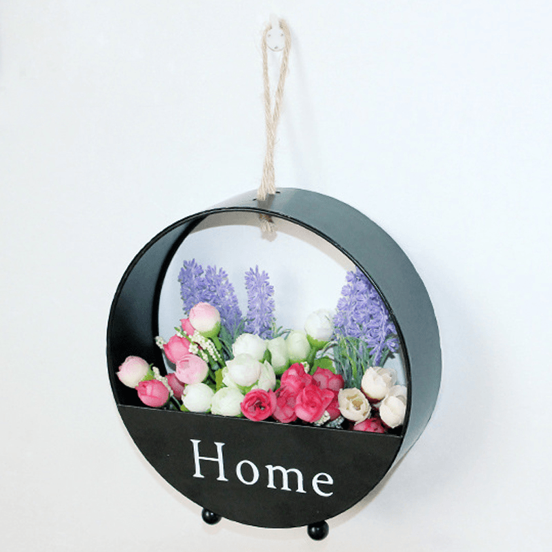 Creative round Wrought Iron Wall-Mounted Flower Basket Decoration Flower Stand