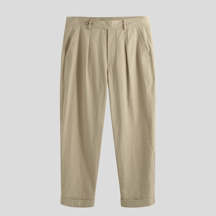 Mens Solid Color Cotton Comfortable Casual Pants