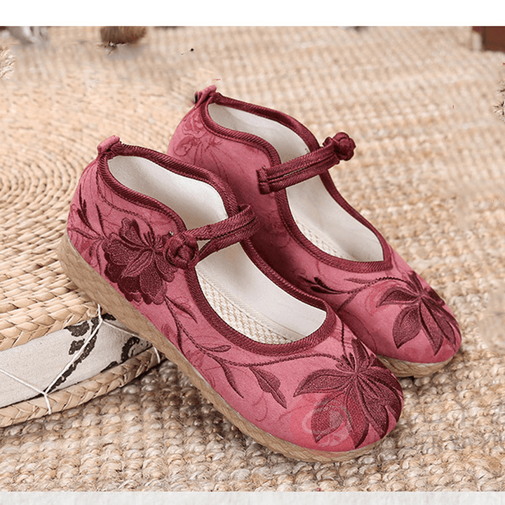 Women Embroidered Flower Soft Sole Casual Flat Loafers