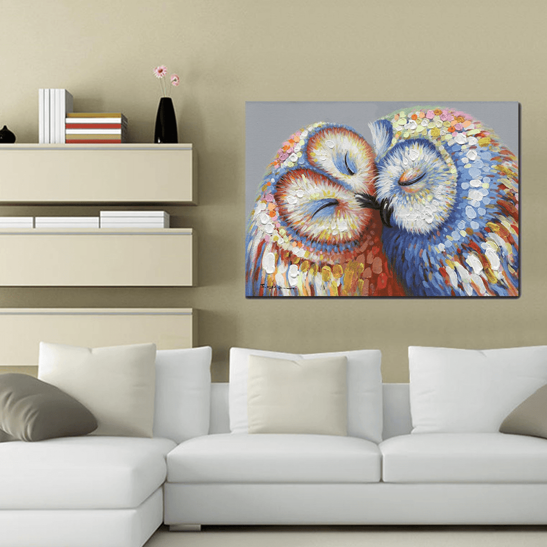 50*70CM Kissed Owl Couple Canvas Print Picture Wall Hang Art Home Wedding Decorations