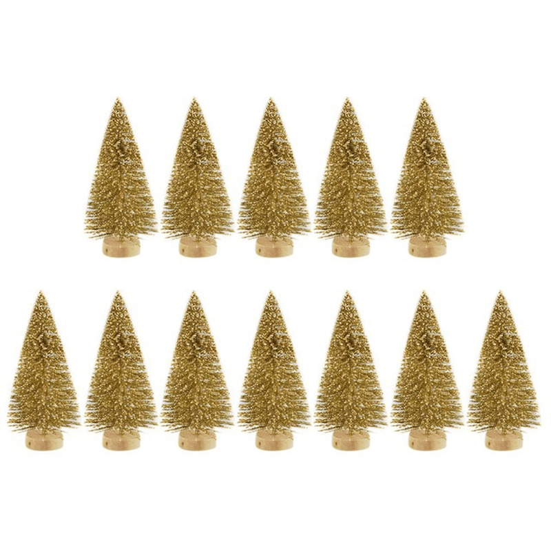 12 Pcs Mini Christmas Tree Sisal Silk Cedar Decor Small Christmas Tree Gold Silver Blue Green White Mini Christmas Tree