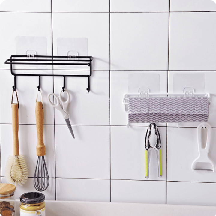 Tissue Storage Holder Towel Rack Hook Holder Kitchen Bathroom Shelf Hanging