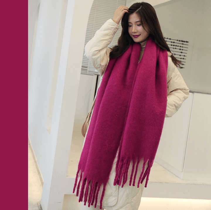 Fashion All-Match Solid Color Windproof Padded Shawl