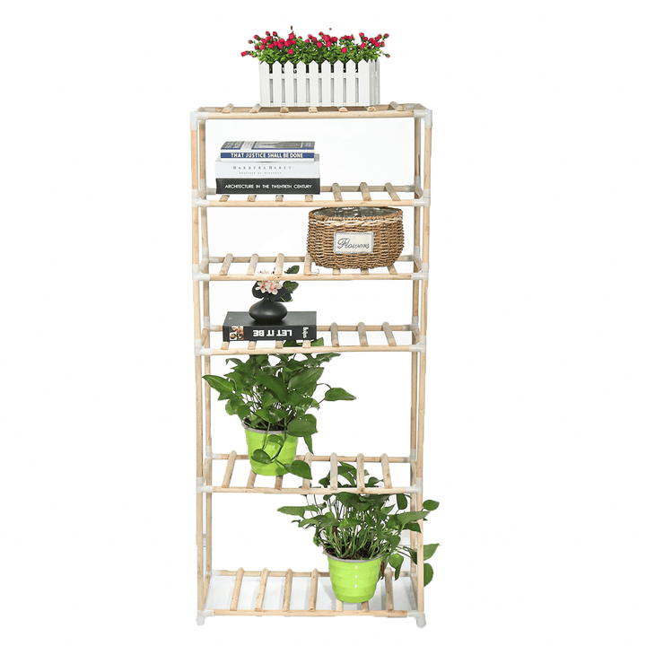 6 Tier Display Flower Stand Shelf Garden Wooden Book Storage Rack Indoor Outdoor