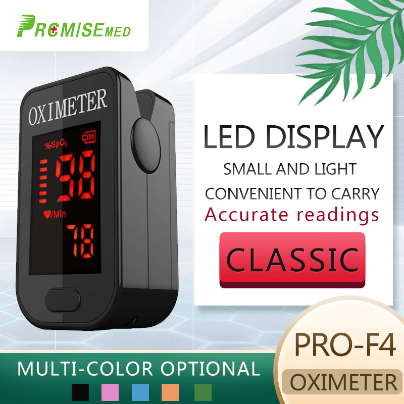 PRCMISEMED PRO-F4 Household Black LED Finger Pulse Oximeter Heart Beat at 1 Min Saturation Monitor Pulse Heart Rate Blood Oxygen SPO2 Monitor