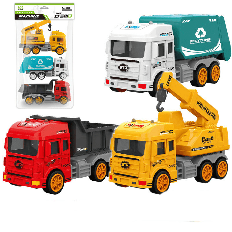 Children'S Car Toy Inertial Crane Excavator Truck Fire Truck Set