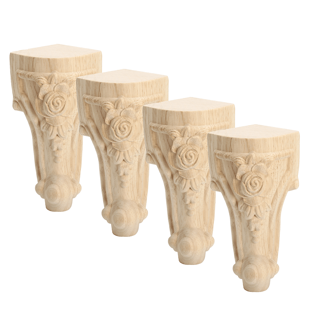 4Pcs Solid Wood Carved Furniture Foot Leg Support TV Cabinet Couch Sofa European Style