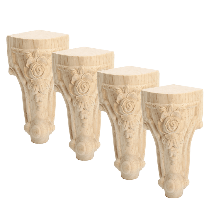 4Pcs Solid Wood Carved Furniture Foot Leg Support TV Cabinet Couch Sofa European Style