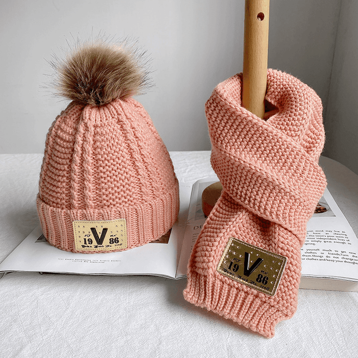 Children'S Hat and Scarf Two-Piece Autumn and Winter