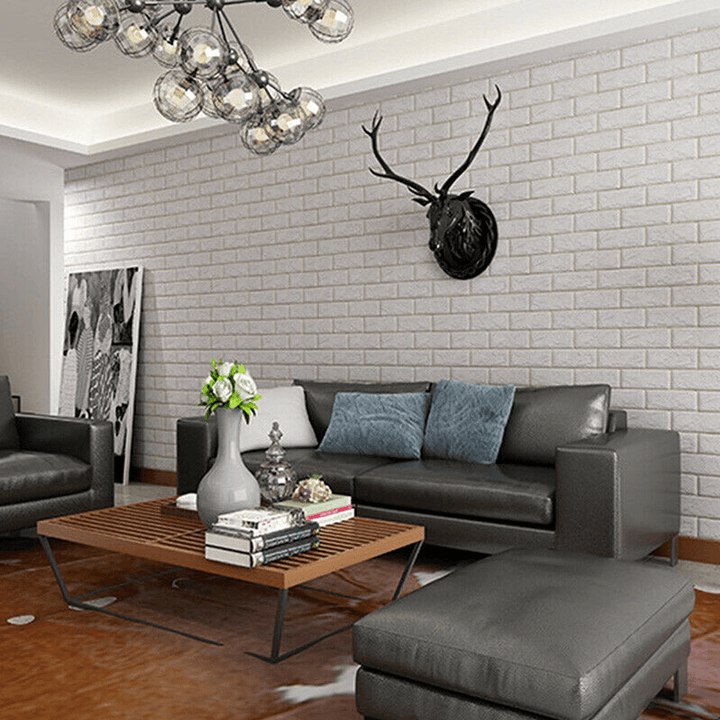 5Pcs 3D Soft Tile Brick Wall Sticker Self-Adhesive Waterproof Foam Panel 38*35Cm