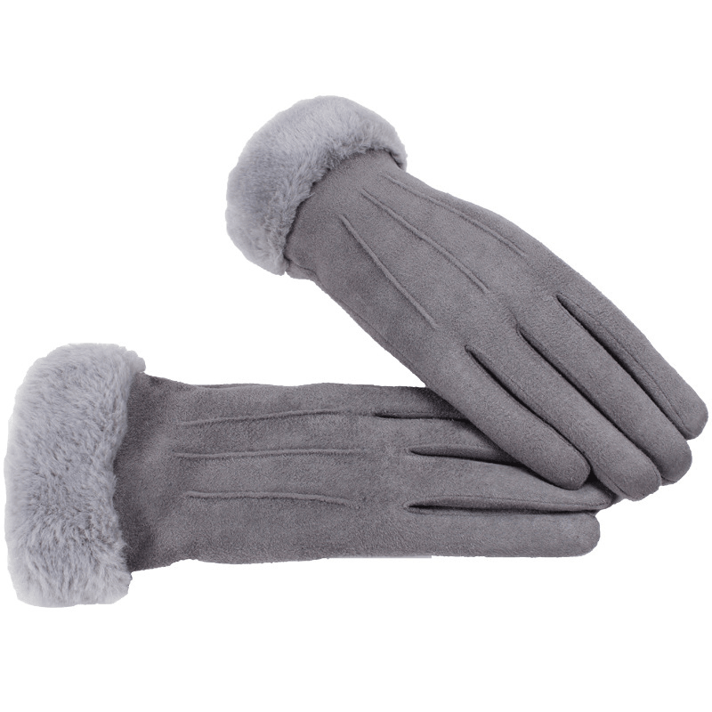 Women Warm Thick plus Velvet Lined Suede Windproof Gloves - MRSLM