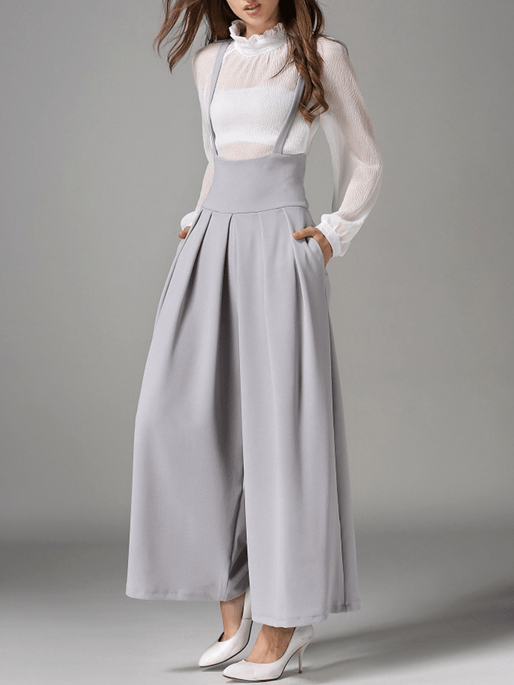 Sleeveless Straps Loose Wide Leg Pants