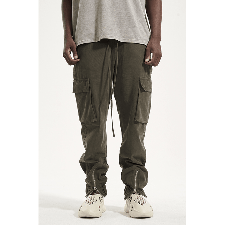 Casual Men'S Zipper Buckle Cargo Trousers