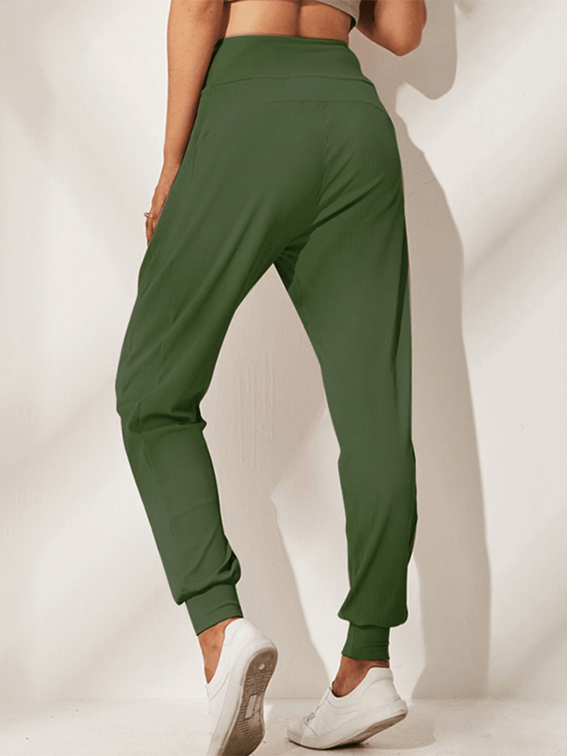 Solid Fitting Side Pockets Daily Leisure Pants