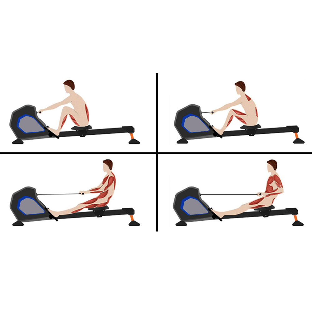 [USA Direct] Folding Magnetic Rower Rowing Fitness Full Body Exercise Machine with 8 Resistance Home Gym