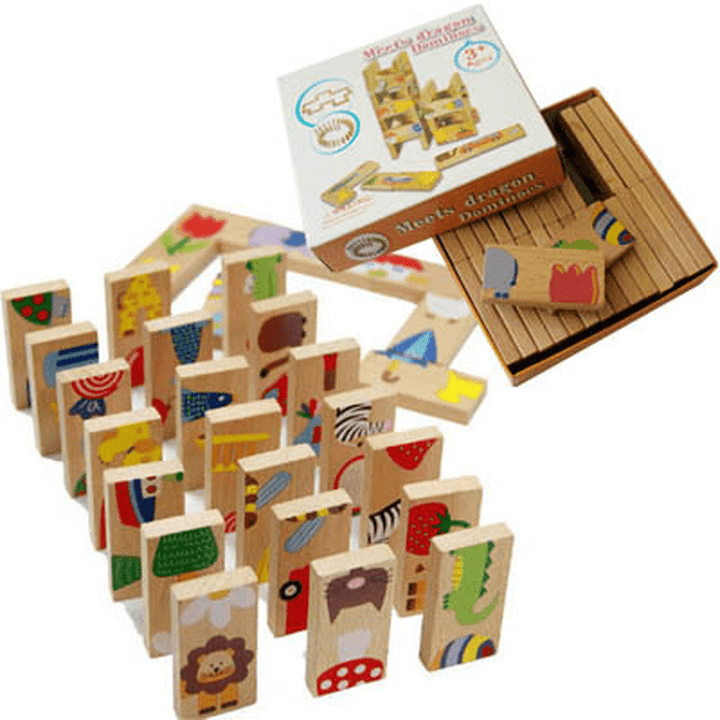 Garden Domino Jigsaw Solitaire Brand Beech Wooden Building Blocks Children'S Toys