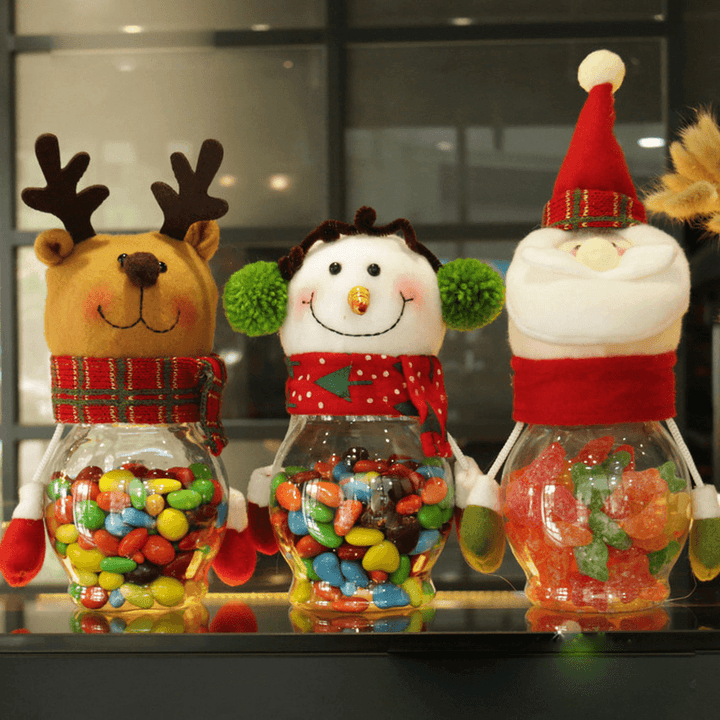 Christmas 2017 Candy Jar Santa Claus Snowman Elk Kids Christmas Gift Christmas Desktop Ornaments