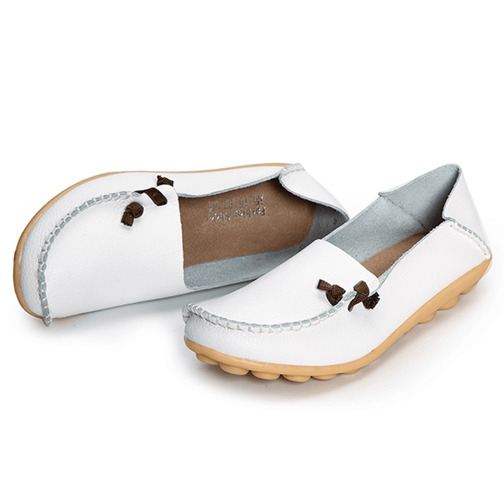 Large Size Soft Leather Multi-Way Flat Loafers for Women