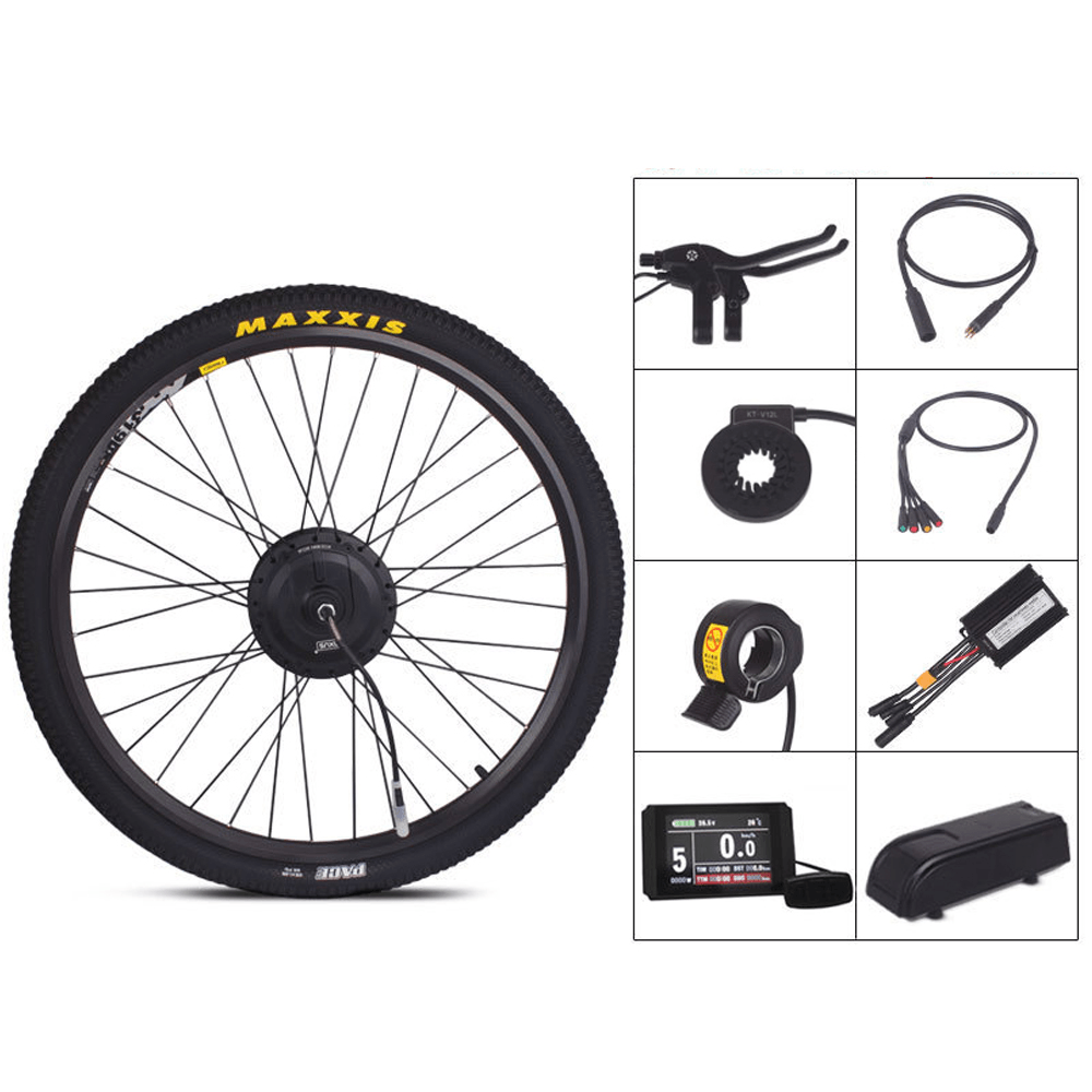 26Inch 36/48V 250-350W Rear Wheel Hub Motor Set with PAS Sensor Brake Throttle LCD Display Controller Box E-Bike Conversion Kit