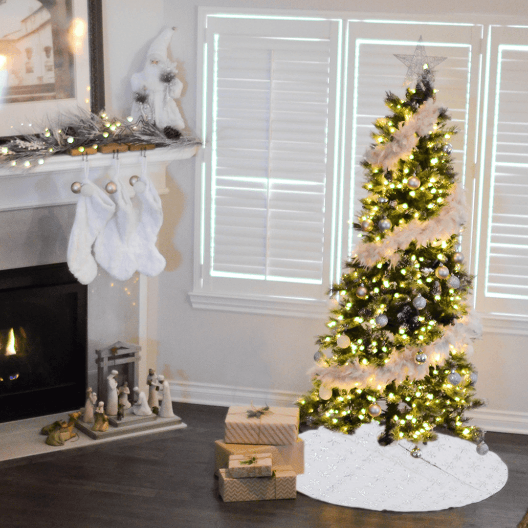 90/120Cm Christmas Tree Skirt Tree Skirt Mat under the Tree Christmas Decorations for Home Snowflake 2020 Christmas Tree Foot Carpet