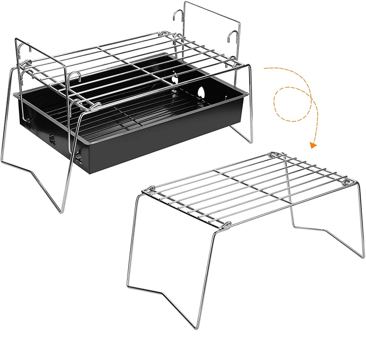 Fold Barbecue Charcoal Grill Stove Shish Kabob Stainless Steel BBQ Patio Camping