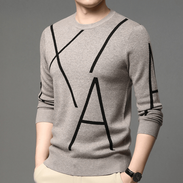 Men'S Sweater Long-Sleeved Korean Pullover Jacquard Fashion Youth Trend Bottoming Shirt